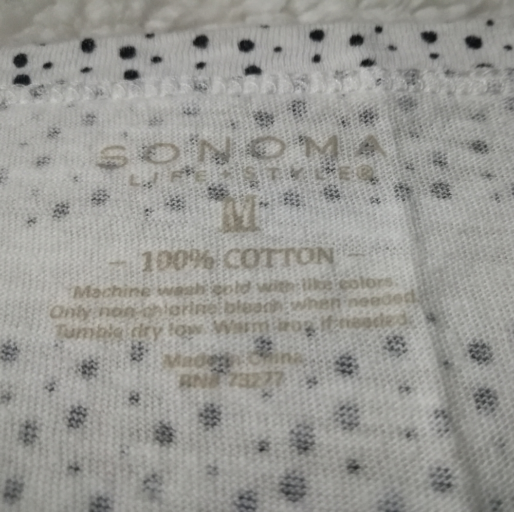 Sonoma Tops Polkadot 3/4 Sleeve Size M 100% Cotton - Picture 10 of 12